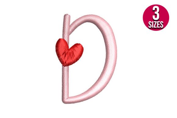 Testing the Letter D with Heart Embroidery Design
